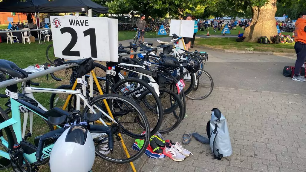 Lots of bikes racked up and ready to go.